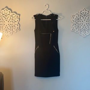 Black zipper short dress.